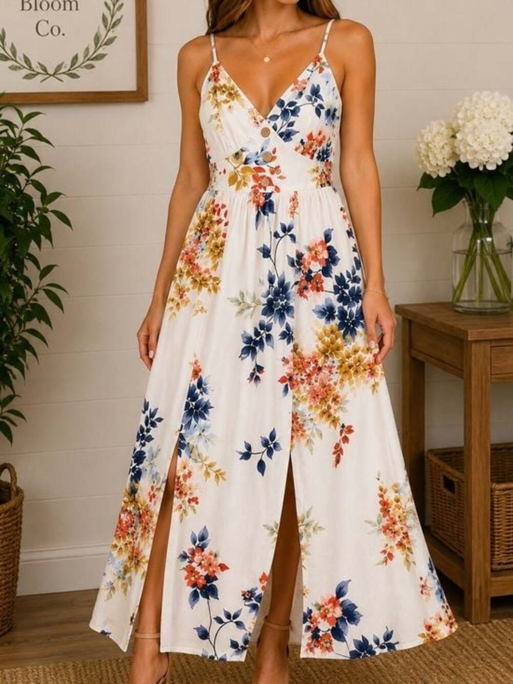 One Clothing Los Angeles Floral Button Front Maxi Dress Size Small